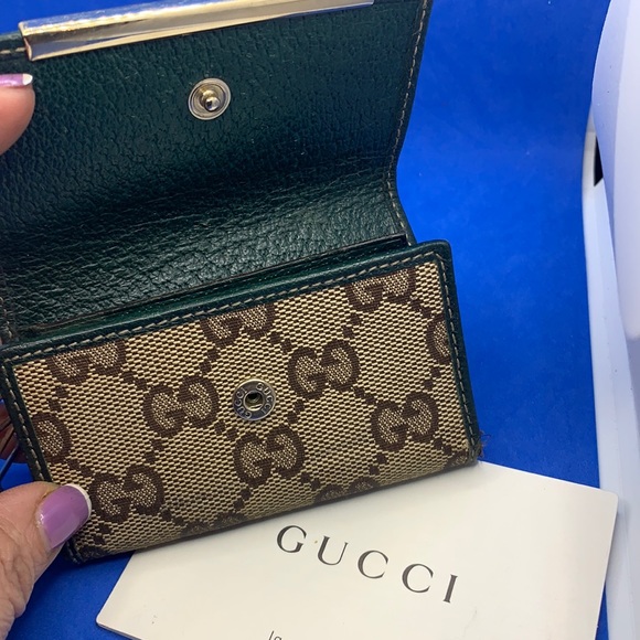 Gucci Vintage Green and Brown key holder wallet - Picture 1 of 9